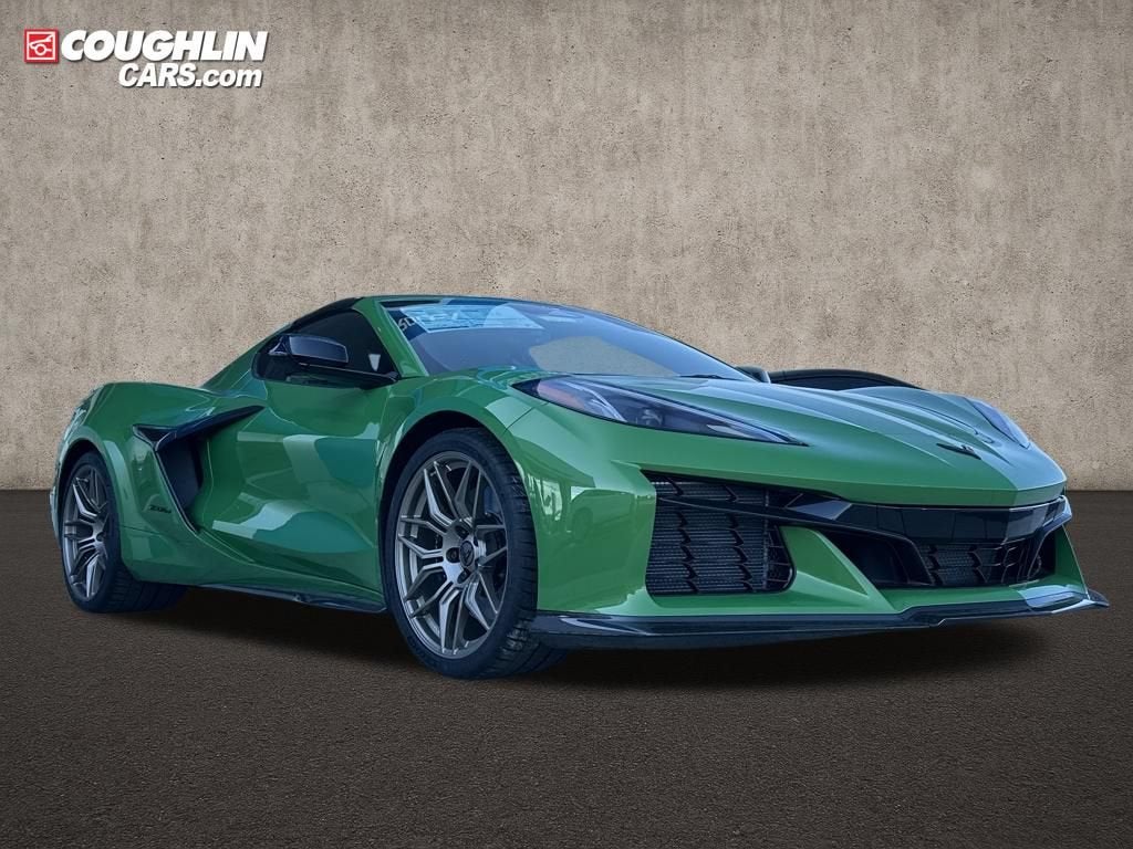 2026 Chevrolet Corvette Z06 1LZ in Roswell Green Metallic — front three-quarter view