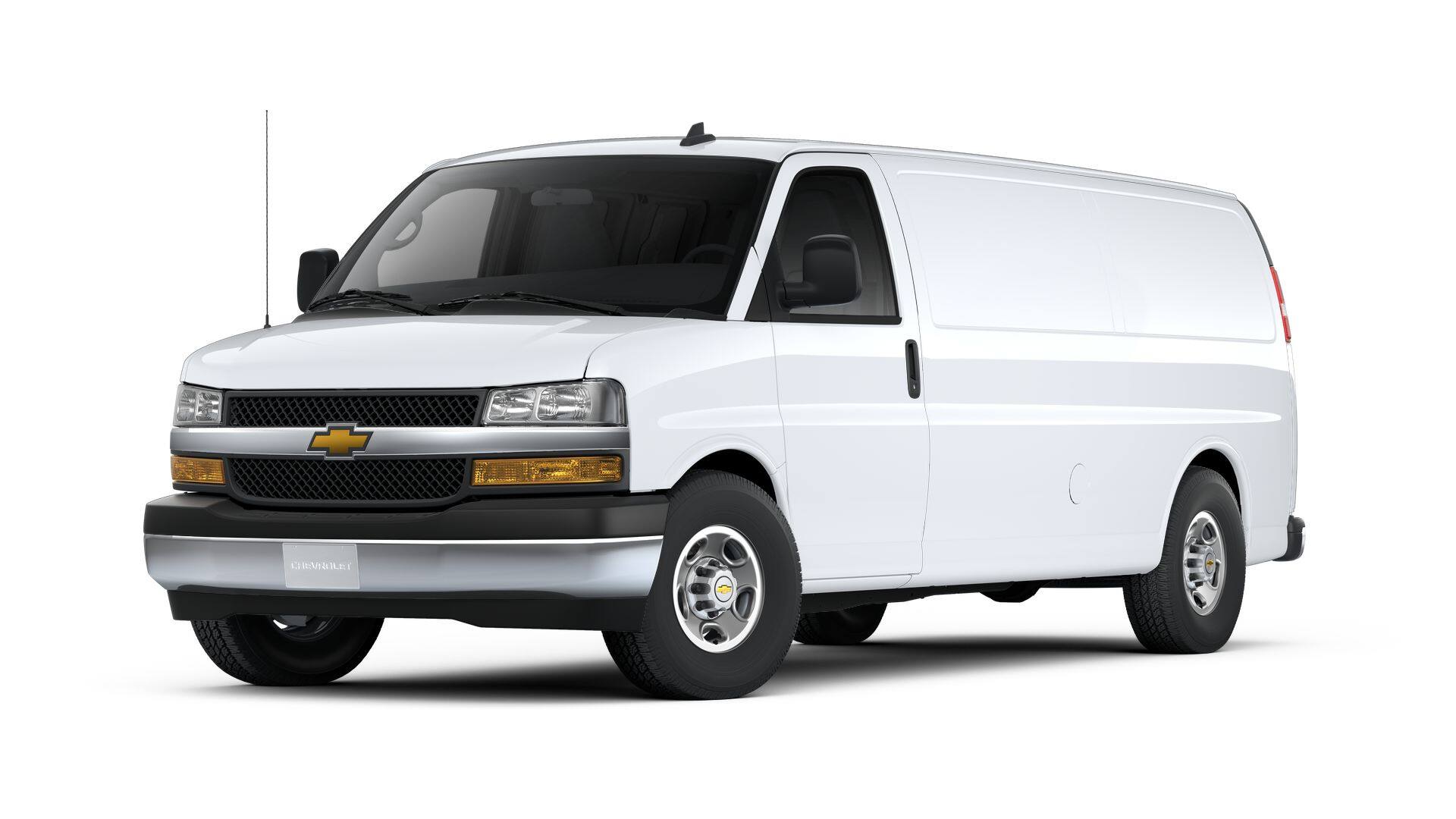 2025 Chevrolet Express Cargo WT in Summit White — front three-quarter view