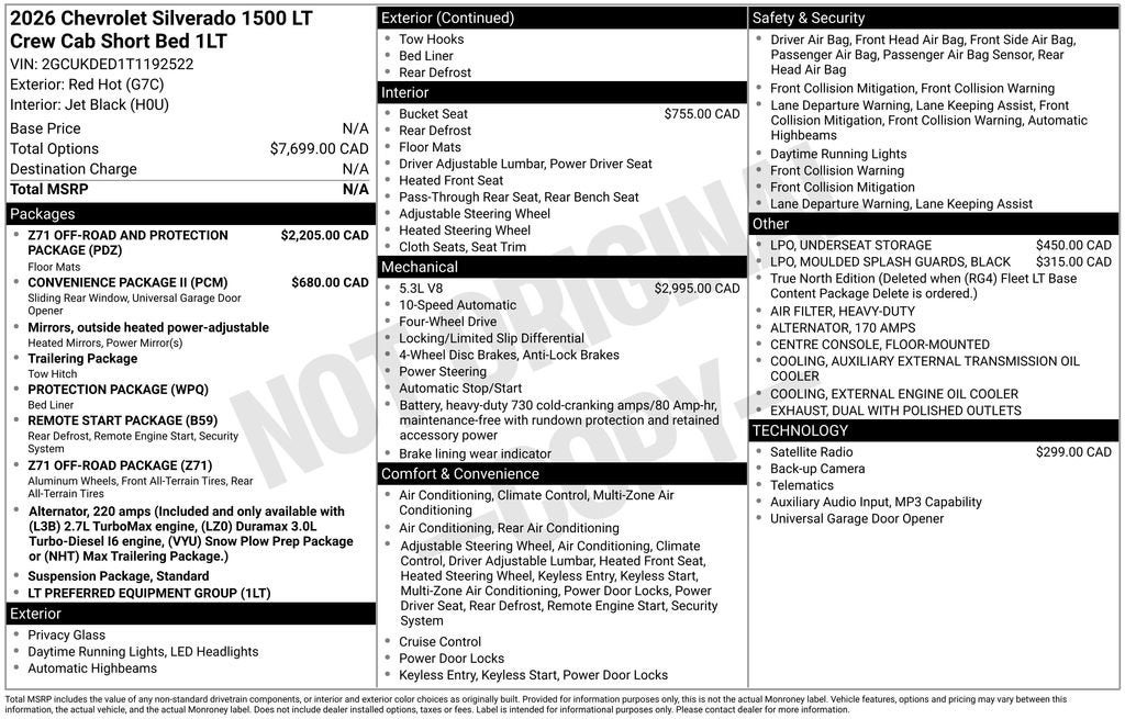 2026 Chevrolet Silverado 1500 — interior view