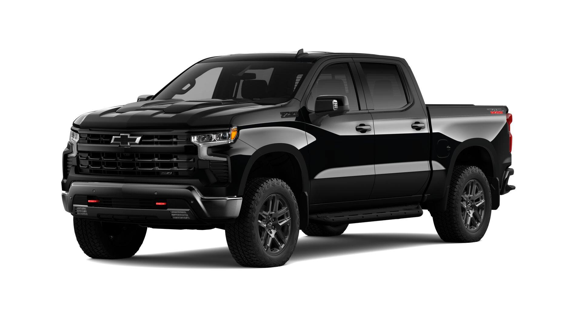 2026 Chevrolet Silverado 1500 LT Trail Boss in Black — front three-quarter view