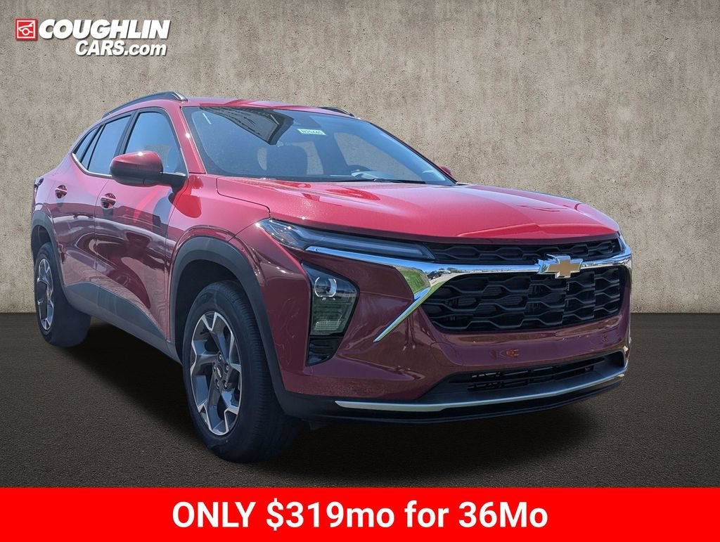 2026 Chevrolet Trax LT in Apex Red — front three-quarter view